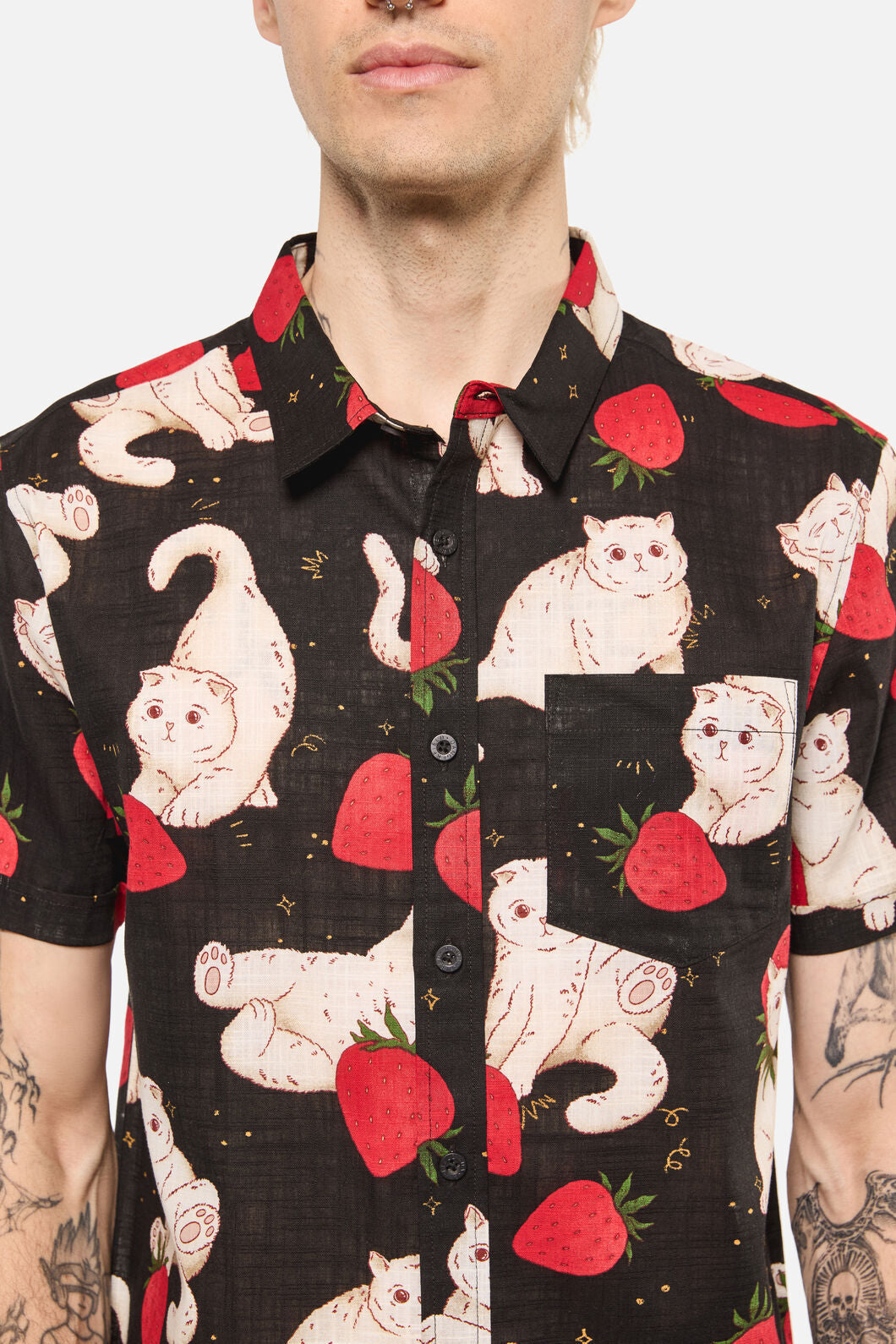 Dangerfield NZ - Strawberry Cats SS Shirt - black