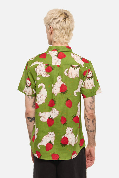 Dangerfield NZ - Strawberry Cats SS Shirt - green