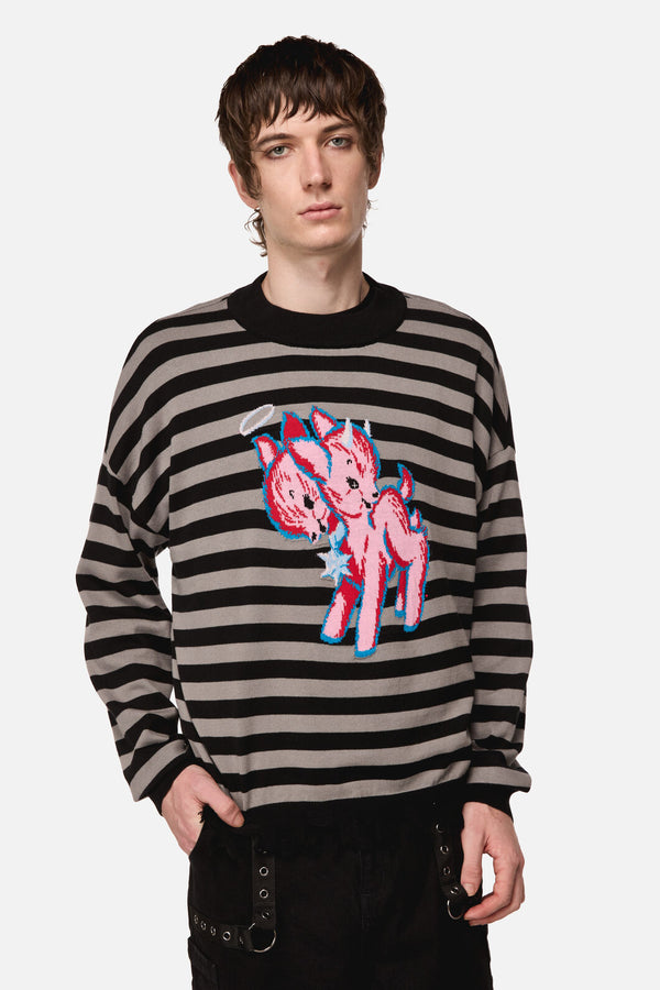 Dangerfield NZ - Creeps Goth Stripe Knit - black