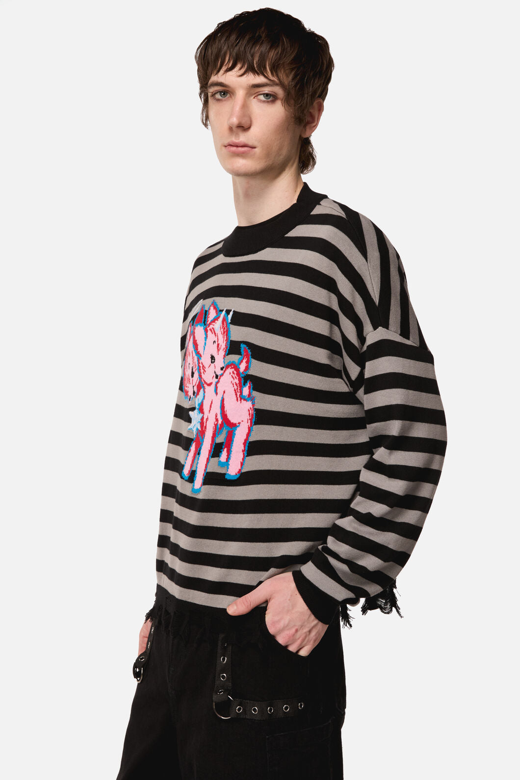 Dangerfield NZ - Creeps Goth Stripe Knit - black