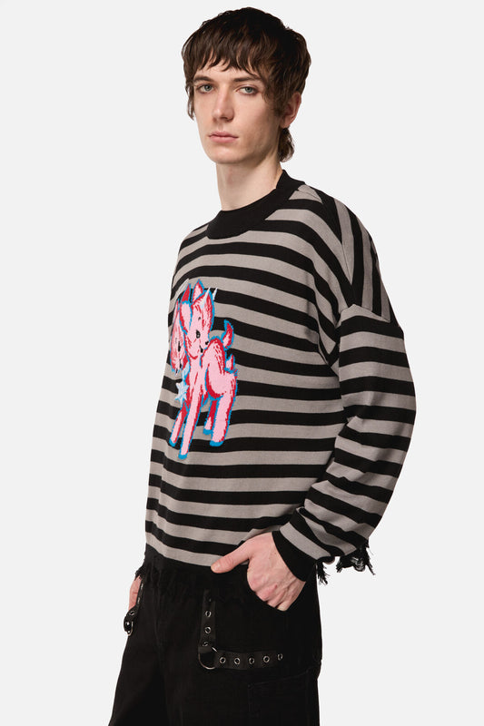 Dangerfield NZ - Creeps Goth Stripe Knit - black