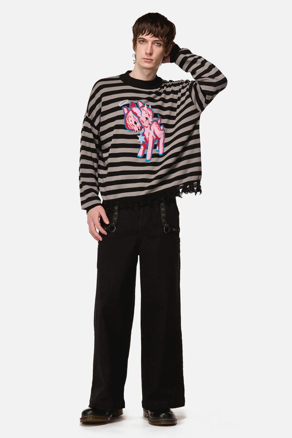 Dangerfield NZ - Creeps Goth Stripe Knit - black