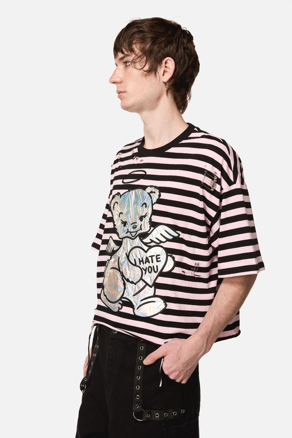 Dangerfield NZ - Hater Distressed Tee - black-pink