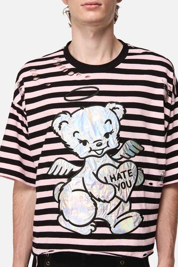 Dangerfield NZ - Hater Distressed Tee - black-pink