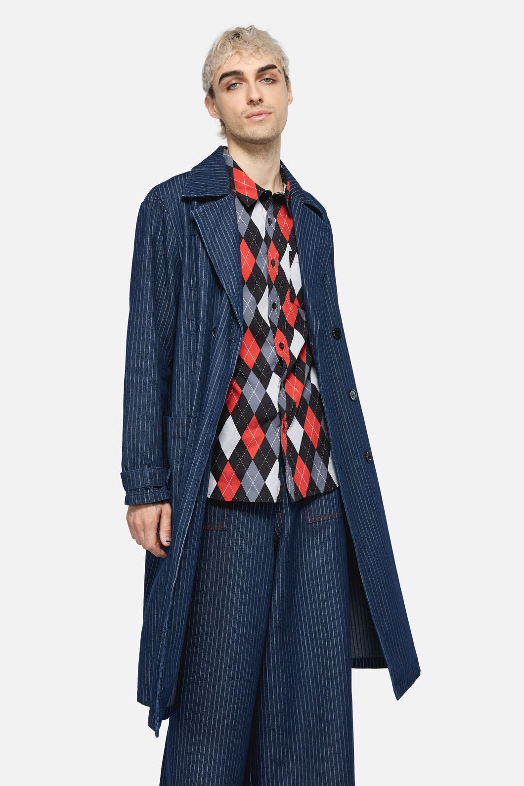 Dangerfield NZ - Anon Pin Stripe Coat - indigo