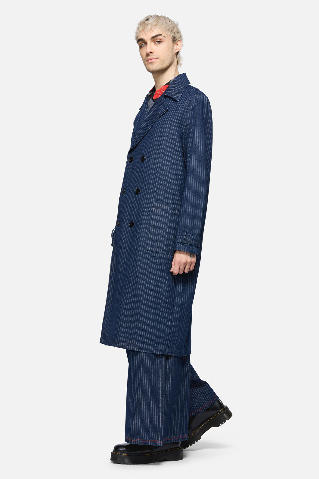 Dangerfield NZ - Anon Pin Stripe Coat - indigo