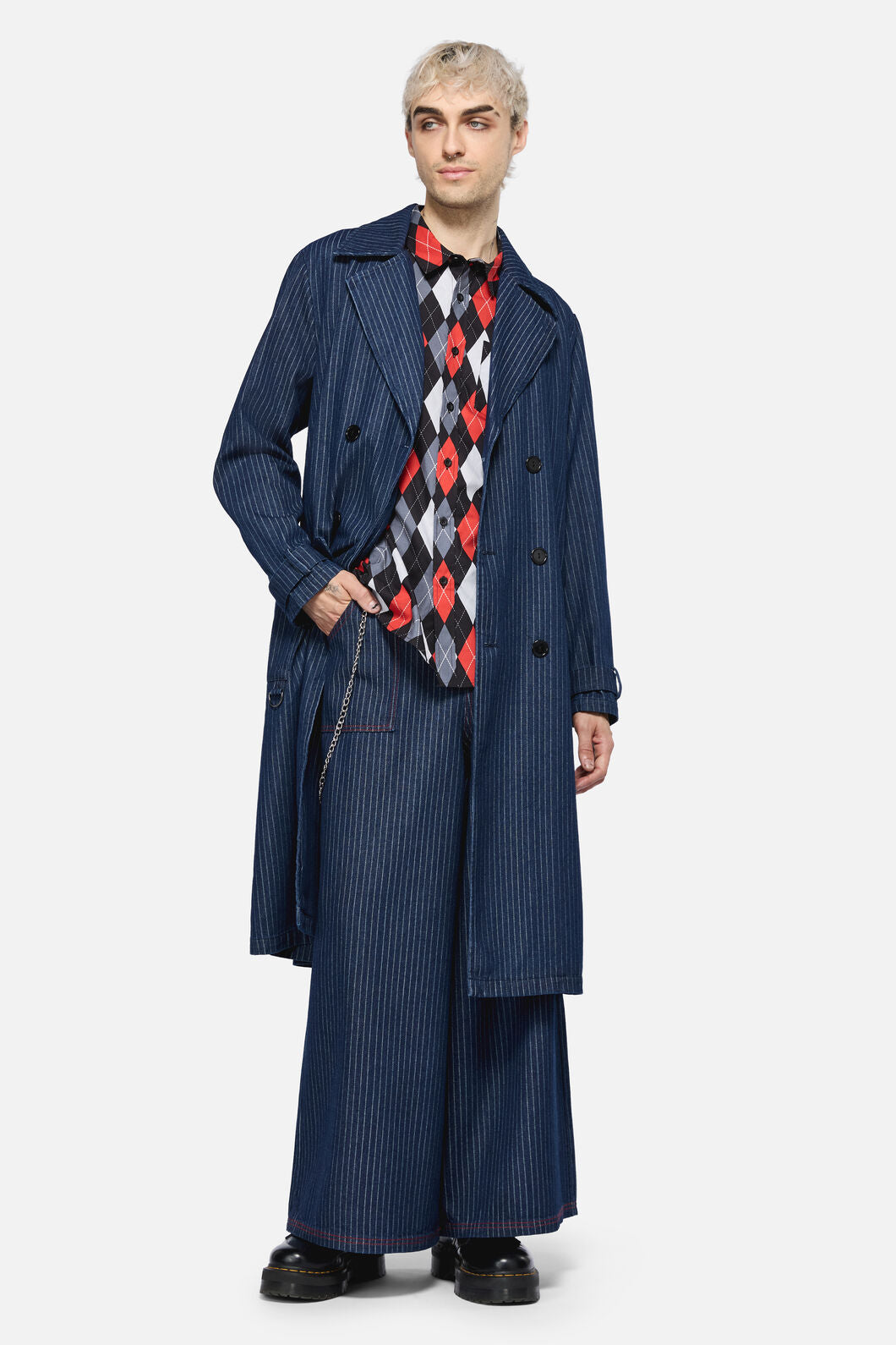 Dangerfield NZ - Anon Pin Stripe Coat - indigo