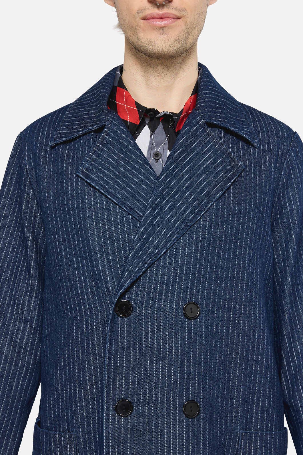 Dangerfield NZ - Anon Pin Stripe Coat - indigo