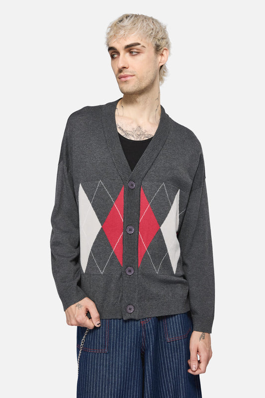 Dangerfield NZ - Tricksters Argyle Cardi - grey