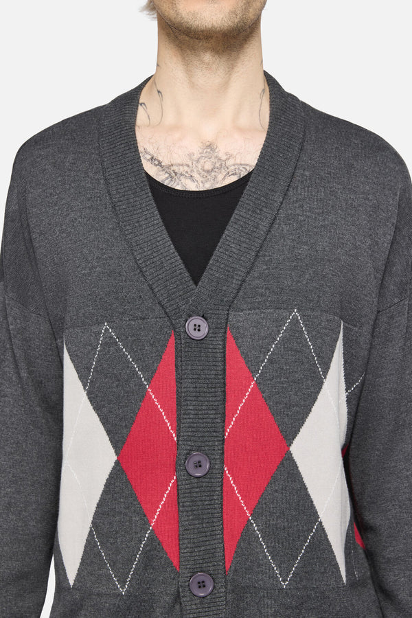 Dangerfield NZ - Tricksters Argyle Cardi - grey