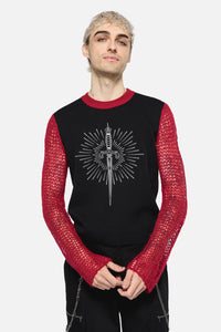 Dangerfield NZ - Dagger Goth Distressed Knit - black-red