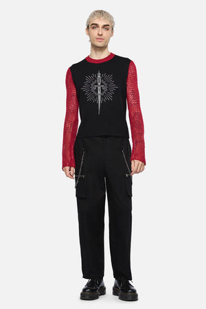 Dangerfield NZ - Dagger Goth Distressed Knit - black-red