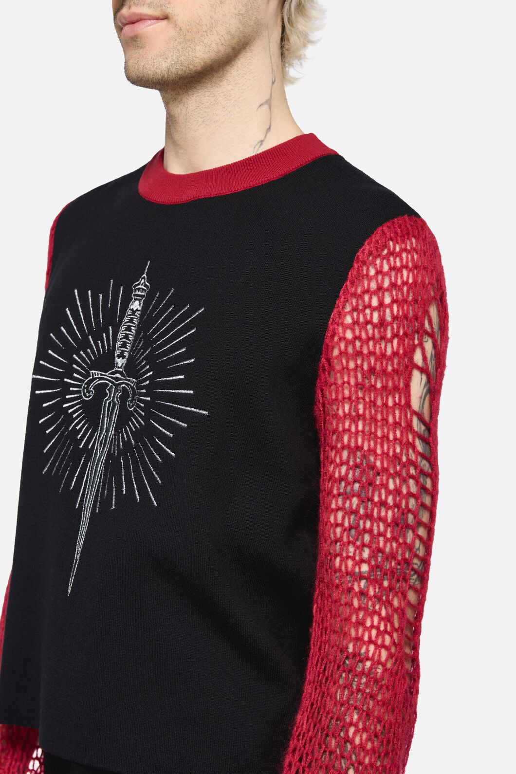 Dangerfield NZ - Dagger Goth Distressed Knit - black-red