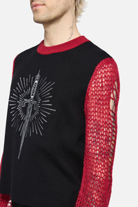 Dangerfield NZ - Dagger Goth Distressed Knit - black-red