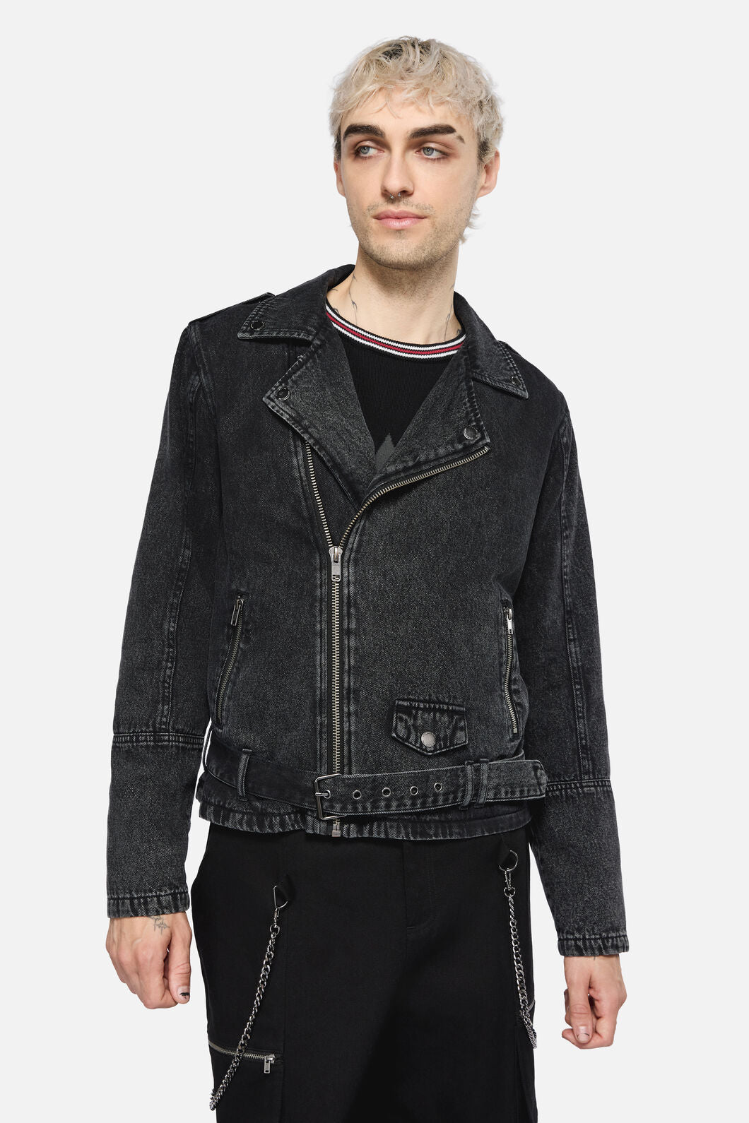 Dangerfield NZ - Punk Denim Moto Jacket - black