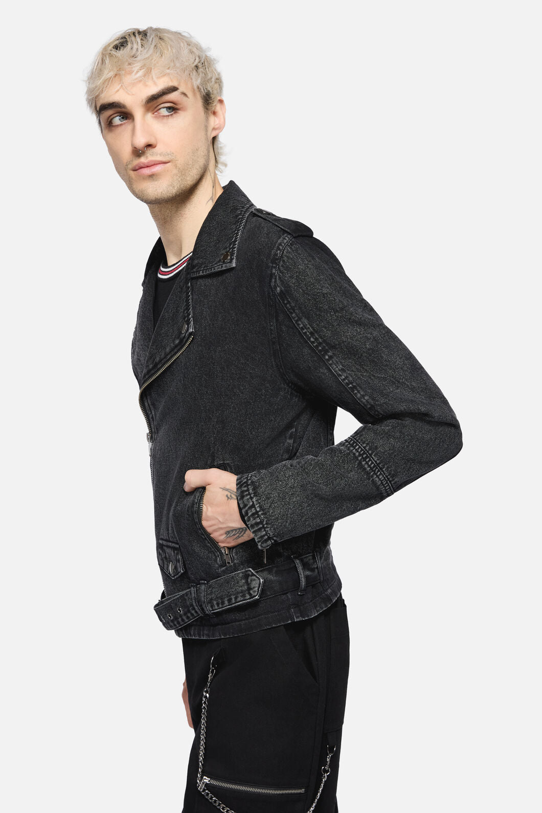Dangerfield NZ - Punk Denim Moto Jacket - black