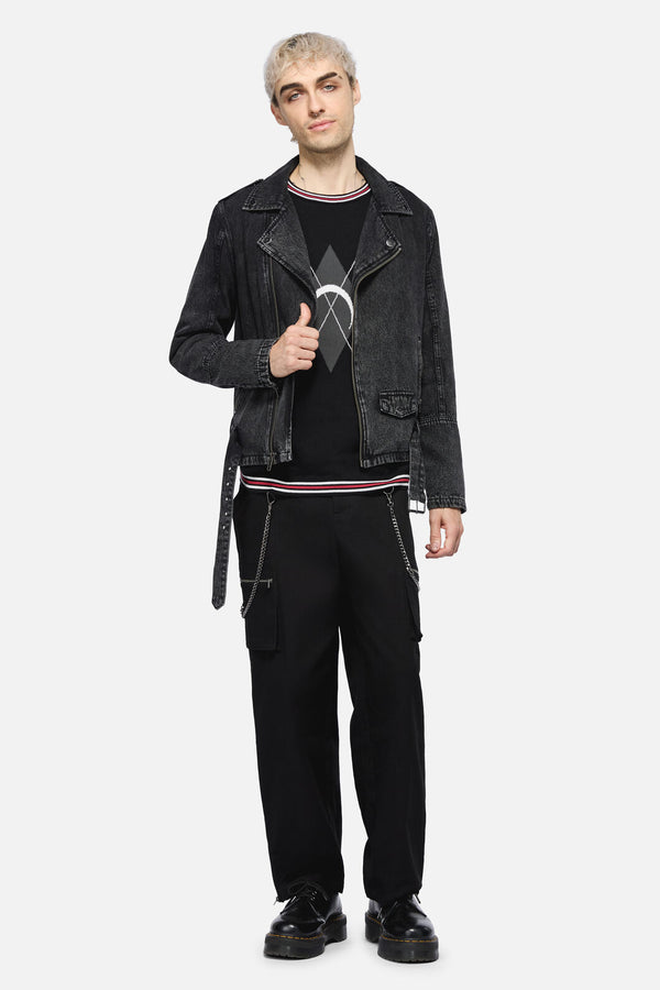 Dangerfield NZ - Punk Denim Moto Jacket - black