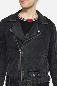 Dangerfield NZ - Punk Denim Moto Jacket - black