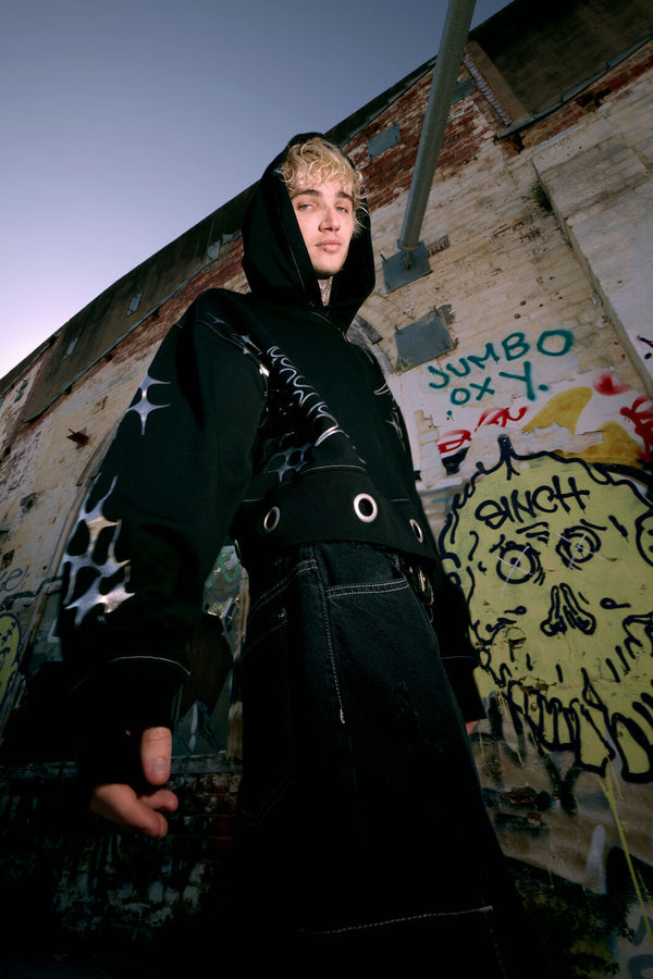 Dangerfield NZ - Y2K Sigil Eyelet Hoodie - black