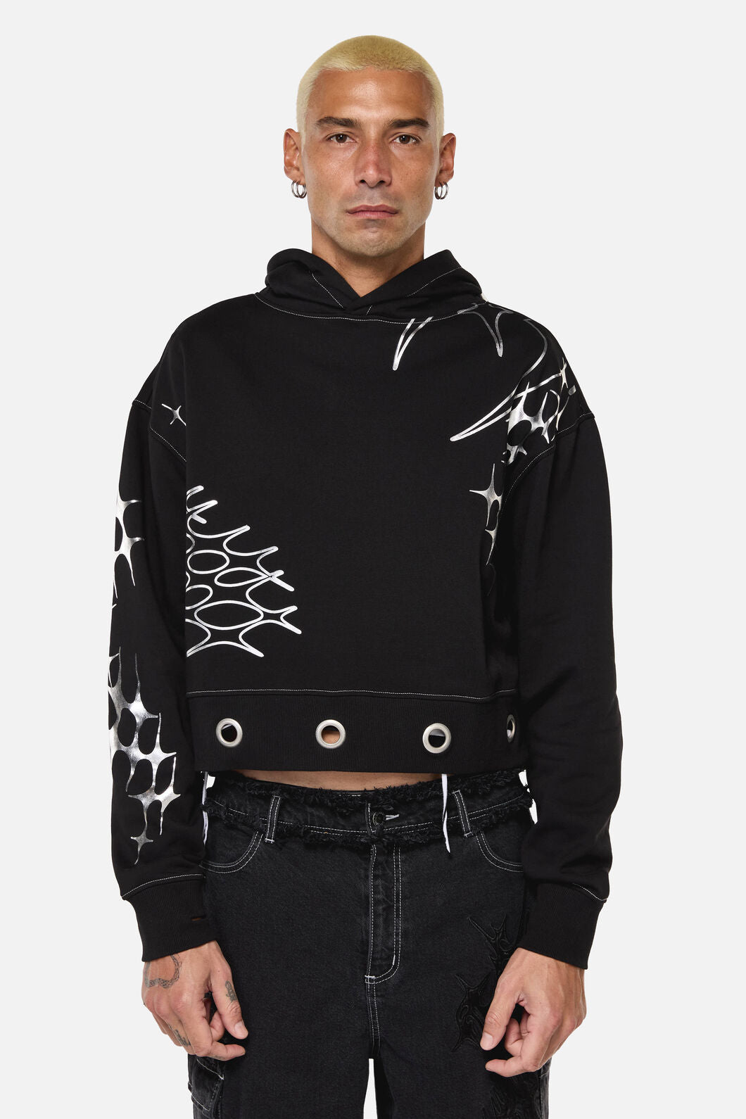 Dangerfield NZ - Y2K Sigil Eyelet Hoodie - black