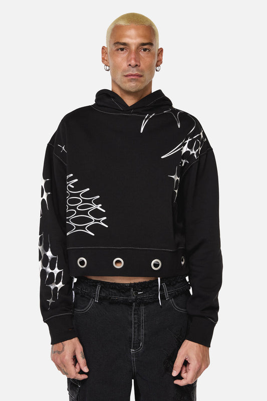 Dangerfield NZ - Y2K Sigil Eyelet Hoodie - black