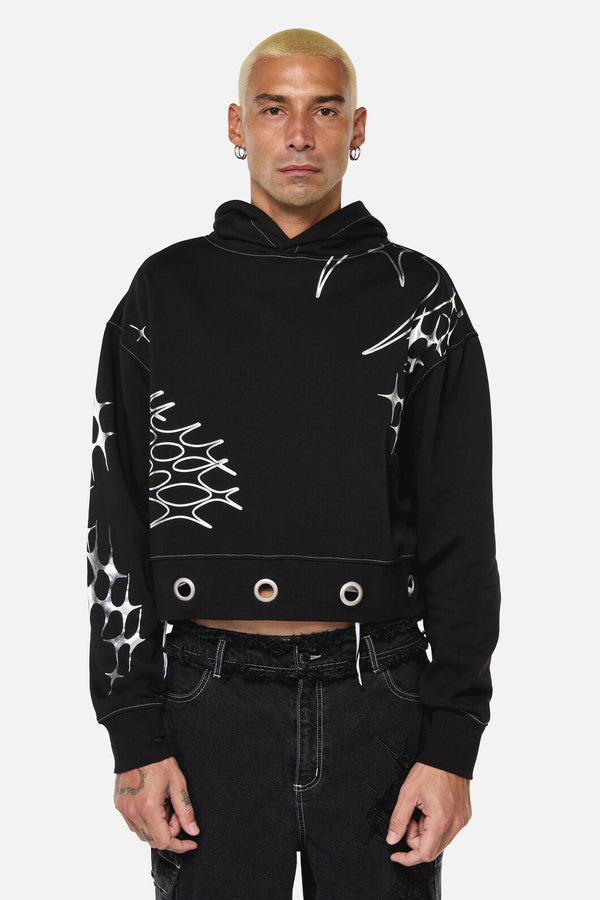 Dangerfield NZ - Y2K Sigil Eyelet Hoodie - black