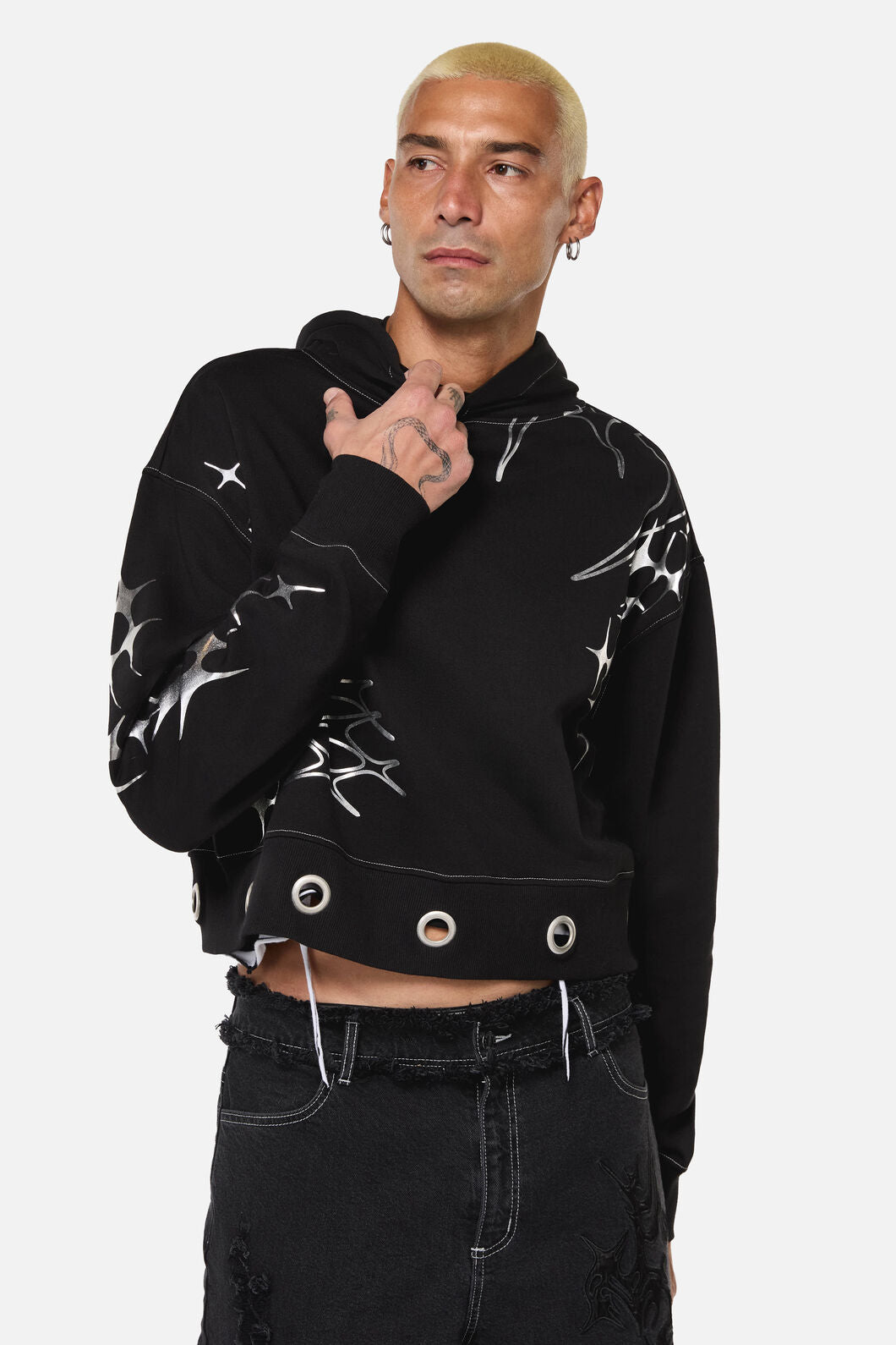 Dangerfield NZ - Y2K Sigil Eyelet Hoodie - black