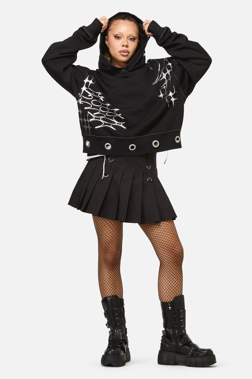 Dangerfield NZ - Y2K Sigil Eyelet Hoodie - black