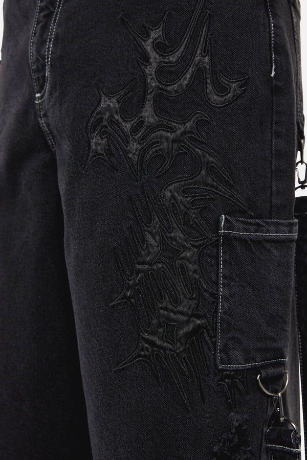 Dangerfield NZ - Y2K Sigil Wide Leg Jeans - black
