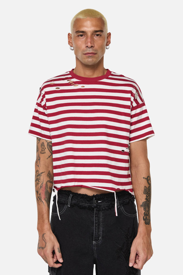 Dangerfield NZ - Mii Stripe Tee - red-cream