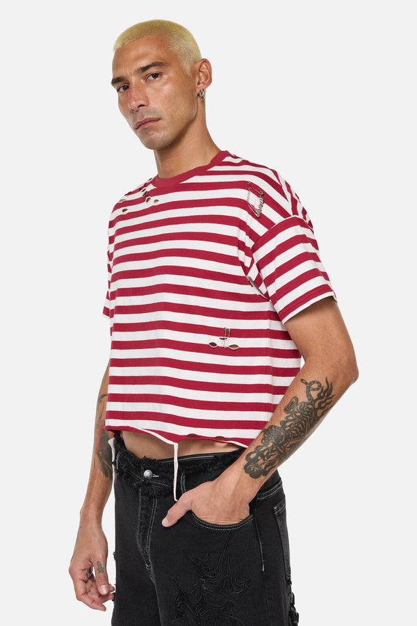 Dangerfield NZ - Mii Stripe Tee - red-cream