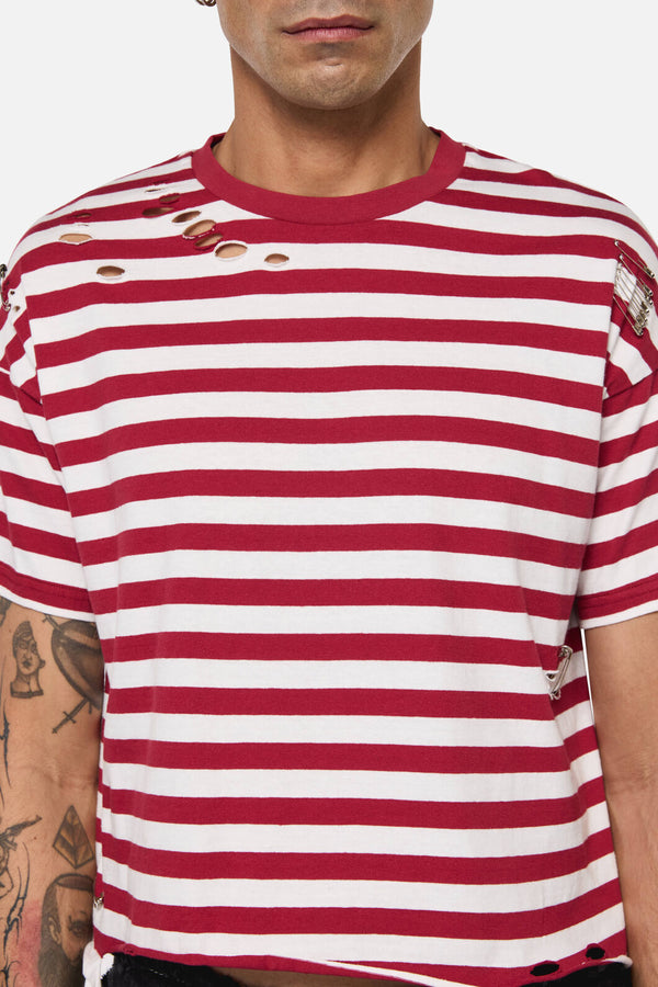 Dangerfield NZ - Mii Stripe Tee - red-cream