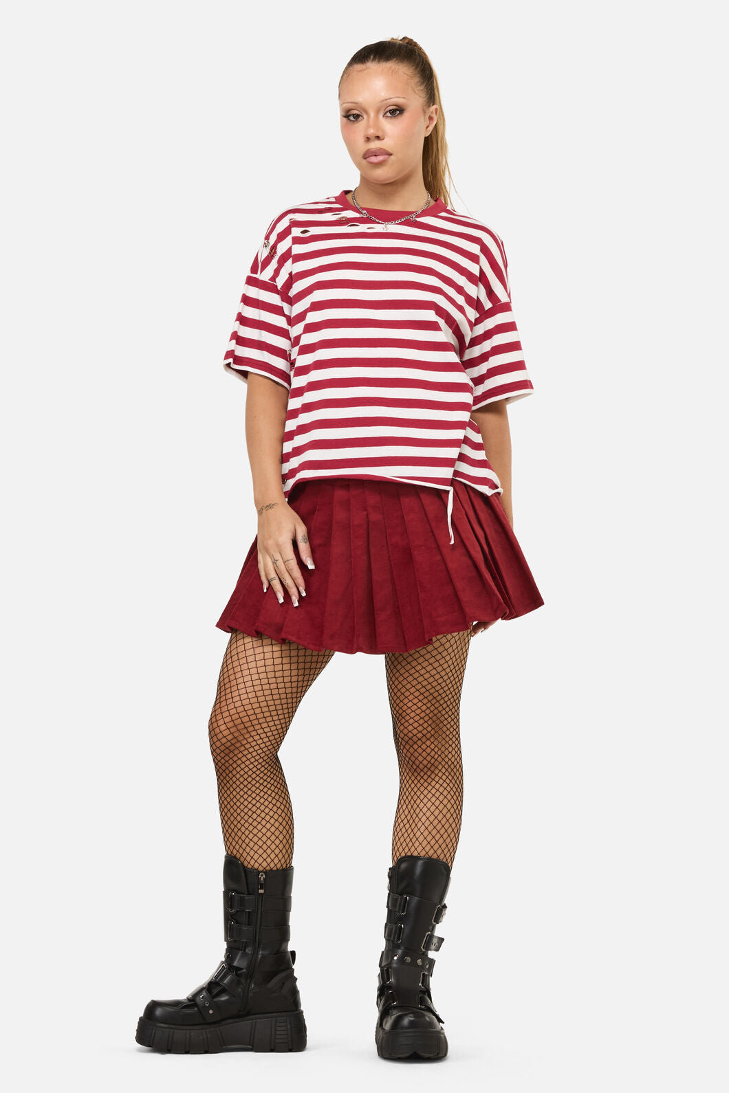 Dangerfield NZ - Mii Stripe Tee - red-cream