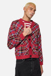 Dangerfield NZ - Crowned Tartan Cardi - red