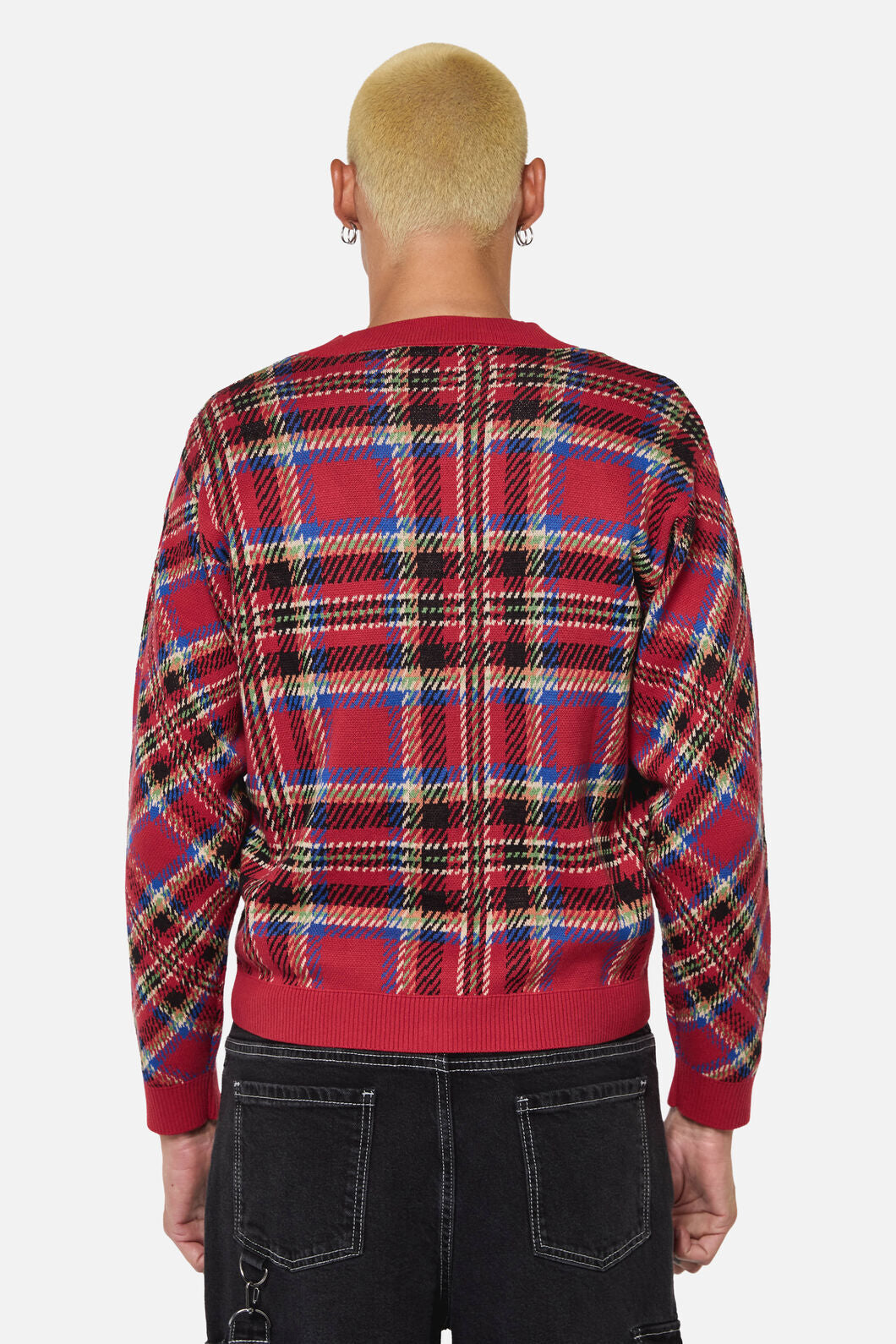 Dangerfield NZ - Crowned Tartan Cardi - red