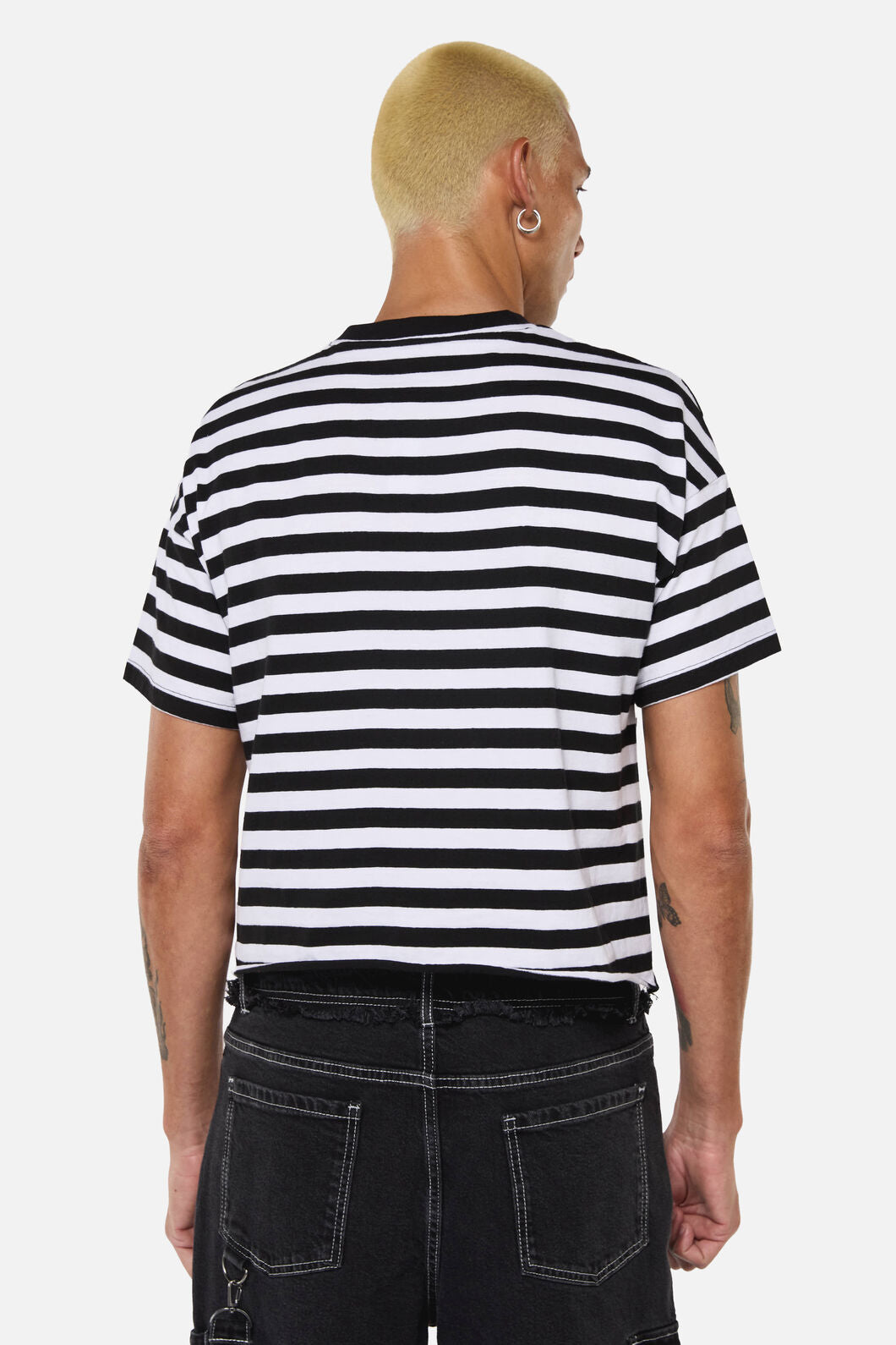 Dangerfield NZ - Sigil Goth StripeDistressedTee - black-white