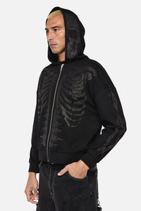 Dangerfield NZ - Skele Diamonte Zipper Hoodie - black