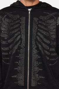 Dangerfield NZ - Skele Diamonte Zipper Hoodie - black