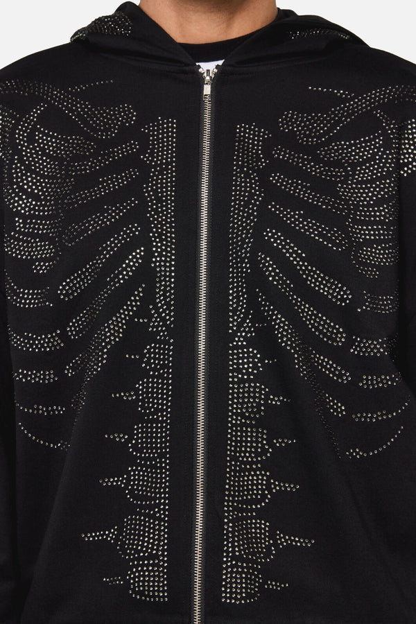 Dangerfield NZ - Skele Diamonte Zipper Hoodie - black