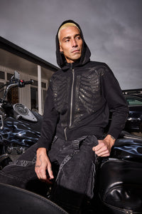 Dangerfield NZ - Skele Diamonte Zipper Hoodie - black