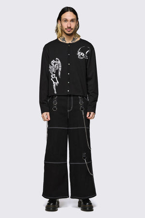Dangerfield NZ - Archangel Print Jersey Cardi - black