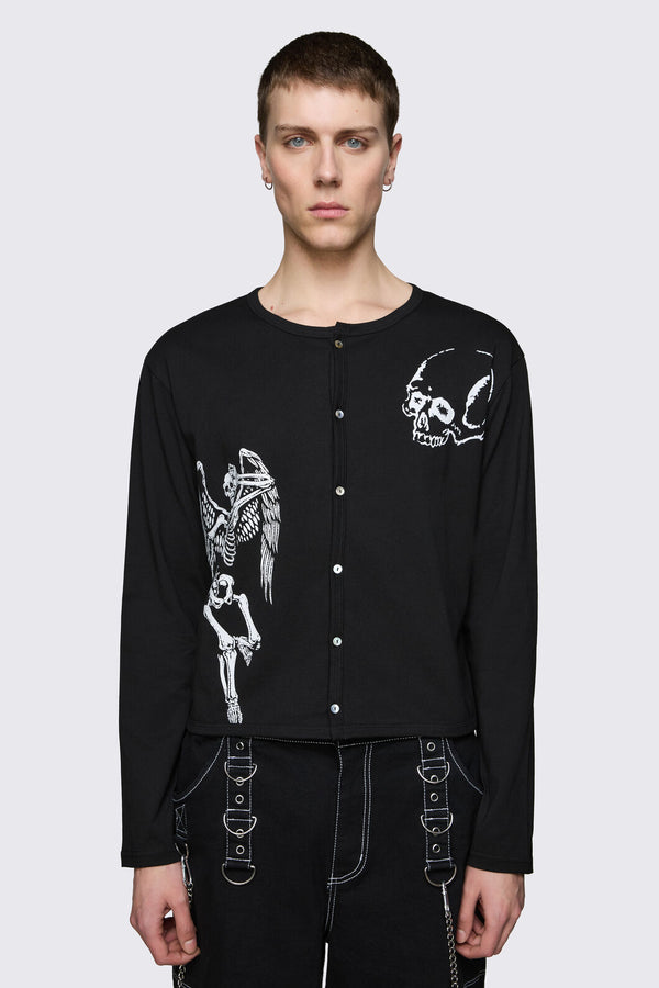 Dangerfield NZ - Archangel Print Jersey Cardi - black