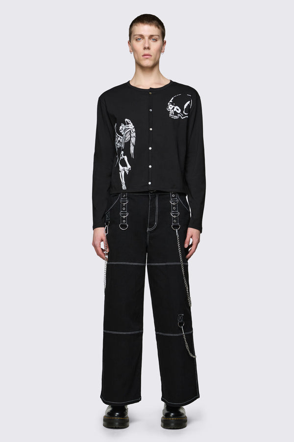 Dangerfield NZ - Archangel Print Jersey Cardi - black