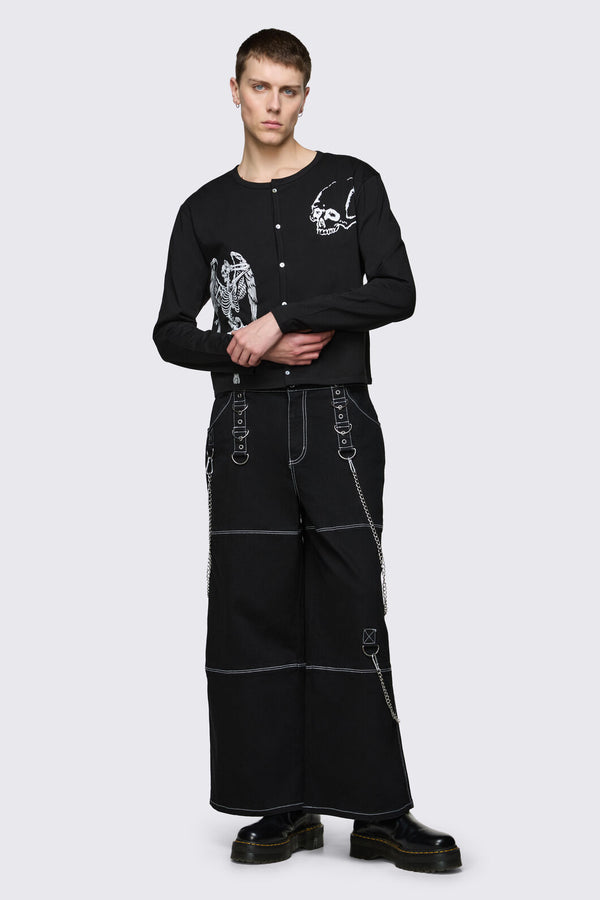 Dangerfield NZ - Archangel Print Jersey Cardi - black