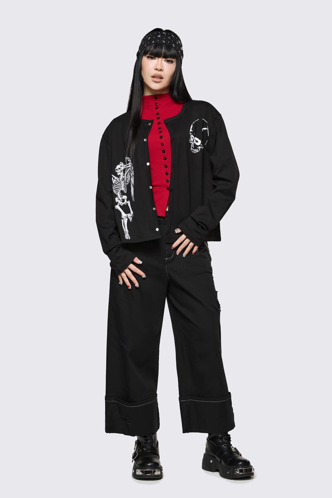 Dangerfield NZ - Archangel Print Jersey Cardi - black