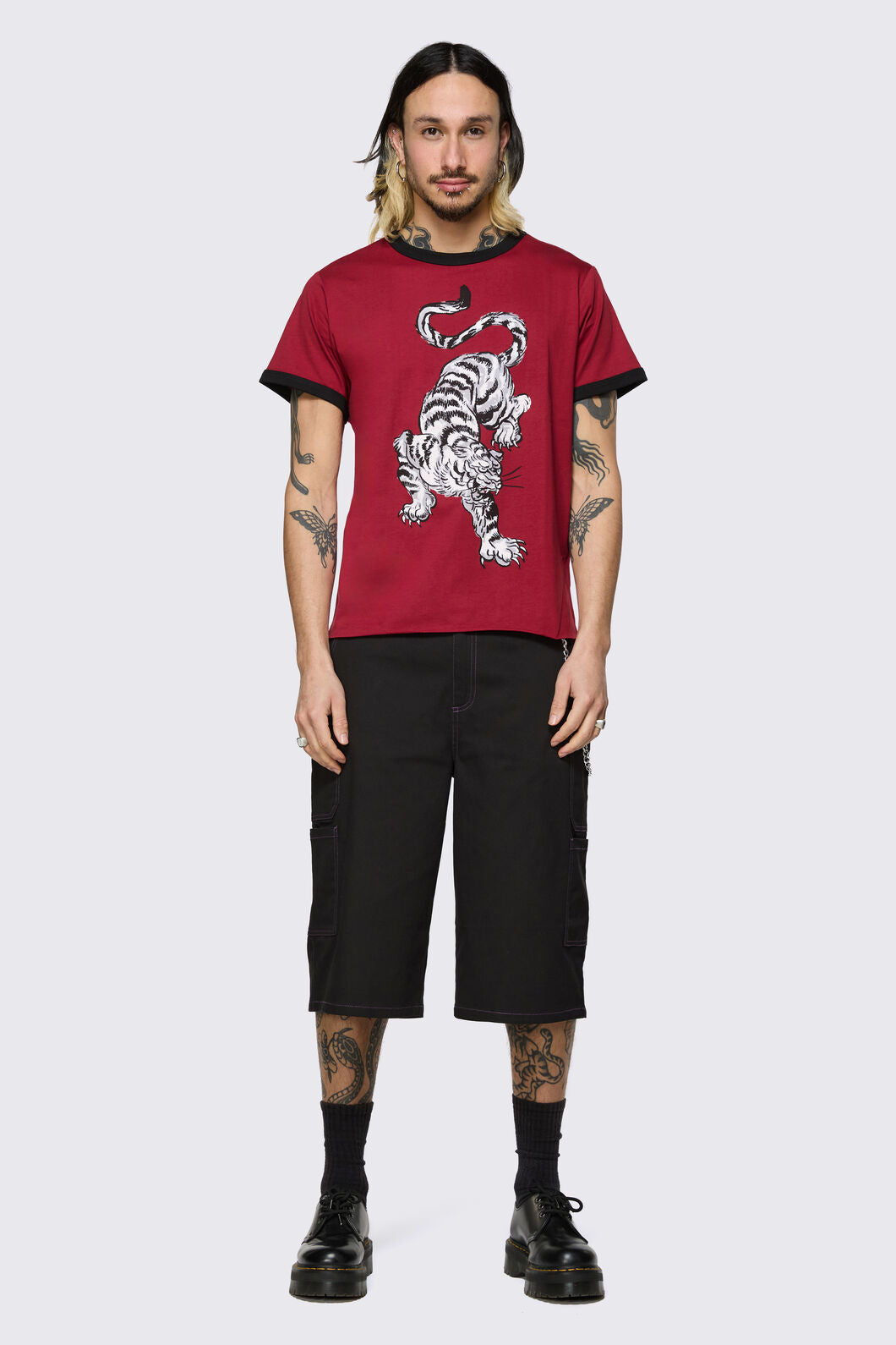 Dangerfield NZ - Big Cat Retro Ringer Tee - red
