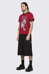 Dangerfield NZ - Big Cat Retro Ringer Tee - red