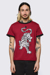 Dangerfield NZ - Big Cat Retro Ringer Tee - red