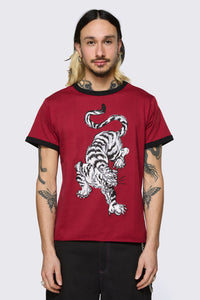 Dangerfield NZ - Big Cat Retro Ringer Tee - red