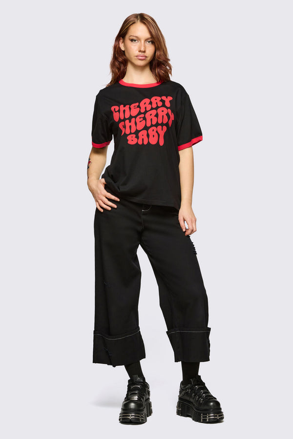 Dangerfield NZ - Cherry Cherry Tee - black